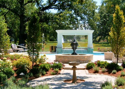 Fountain on Walkway to Pool